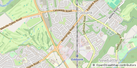Map of Dalkeith, Midlothian