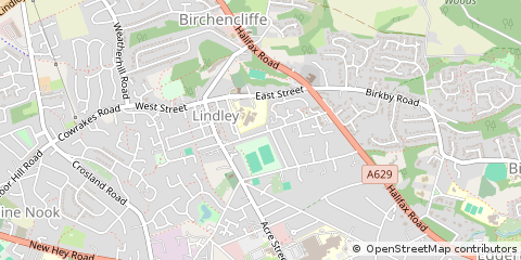 Map of Huddersfield, West Yorkshire