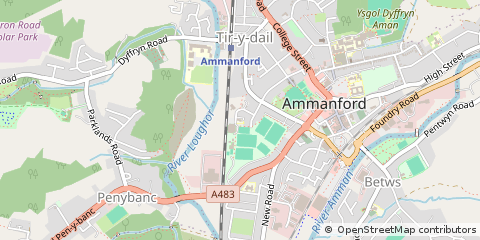 Map of Ammanford, Carmarthenshire
