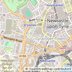 Map of Newcastle Upon Tyne, Tyne and Wear