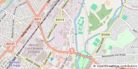 Map of Burton-on-Trent, Staffordshire