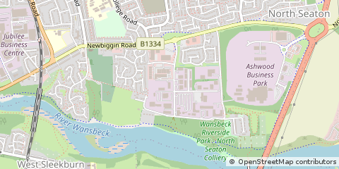 Map of Ashington, Northumberland