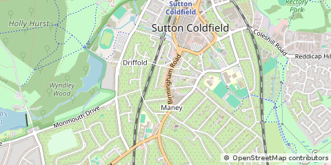 Map of Sutton Coldfield, West Midlands