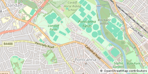 Map of Cardiff, S Glamorgan