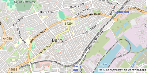 Map of Barry, Vale of Glamorgan