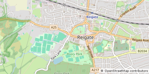 Map of Reigate, Surrey