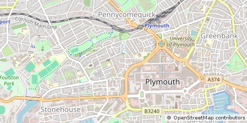 Map of Plymouth, Devon