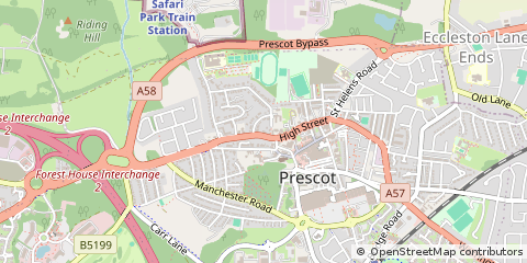 Map of Prescot, Merseyside