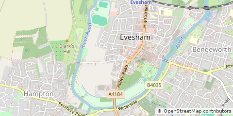 Map of Evesham, Worcestershire