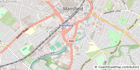 Map of Mansfield, Nottinghamshire