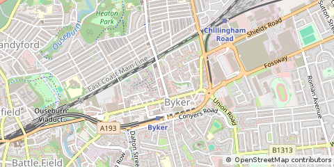 Map of Newcastle Upon Tyne, Tyne & Wear