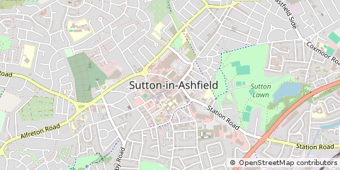 Map of Sutton in Ashfield, Notts
