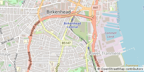 Map of Birkenhead, Merseyside