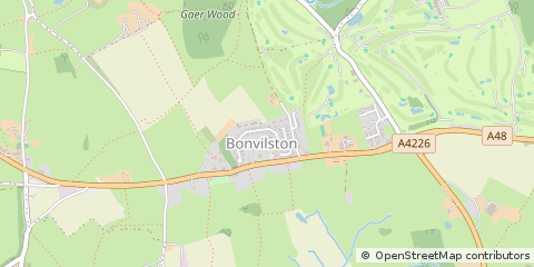Map of Bonvilston, Vale of Glamorgan
