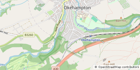 Map of Okehampton, Devon