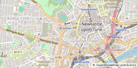 Map of Newcastle Upon Tyne, Tyne and Wear