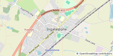 Map of Ingatestone, Essex