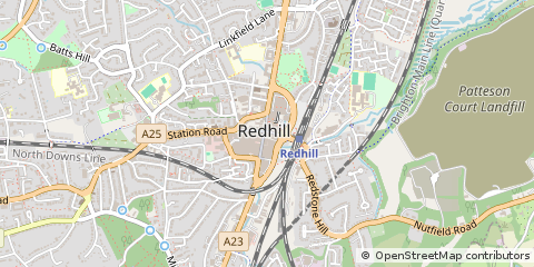 Map of Redhill, Surrey