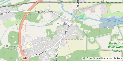 Map of Martlesham, Suffolk