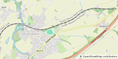 Map of South Brent, Devon