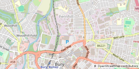 Map of Bury, Lancashire