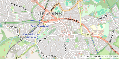 Map of East Grinstead, West Sussex