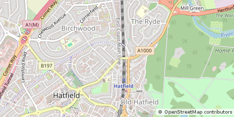 Map of Hatfield, Herts