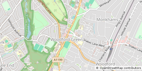 Map of Woodford Green, Essex