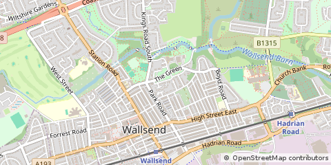 Map of Wallsend, Tyne & Wear