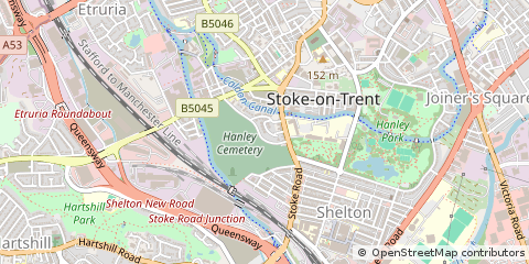 Map of Stoke on Trent, Staffordshire