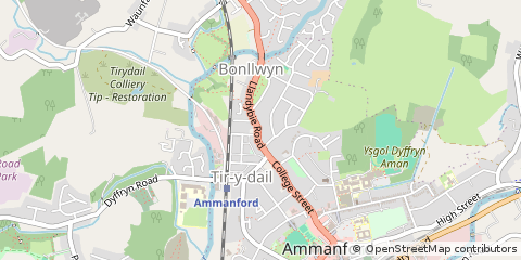 Map of Ammanford, Carmarthenshire