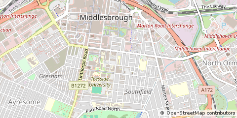 Map of Middlesbrough, Cleveland