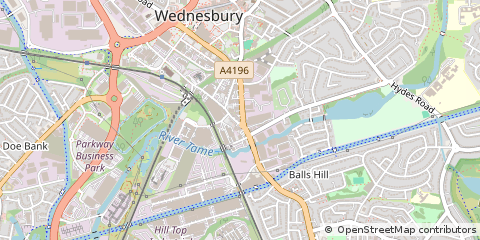Map of Wednesbury, West Midlands