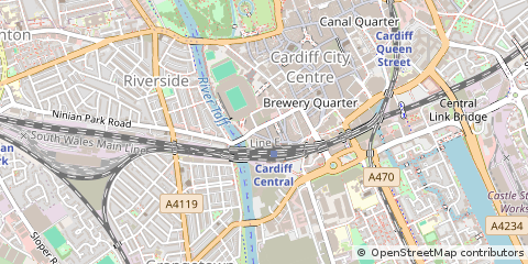 Map of Cardiff, South Glamorgan