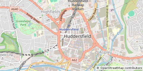 Map of Huddersfield, West Yorkshire