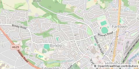 Map of Huddersfield, West Yorkshire