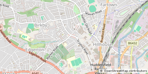 Map of Huddersfield, West Yorkshire