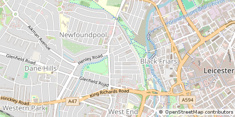 Map of Leicester, Leicestershire