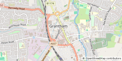 Map of Grantham, Lincolnshire