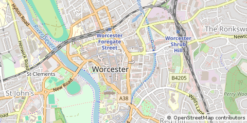 Map of Worcester, Worcestershire