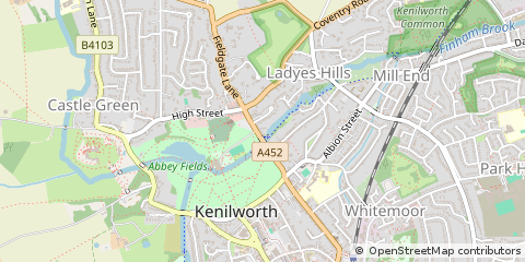 Map of Kenilworth, Warwickshire