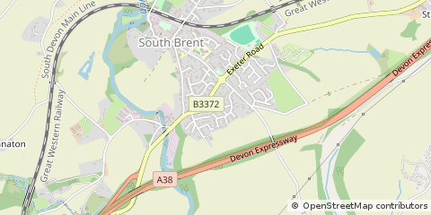 Map of South Brent, Devon