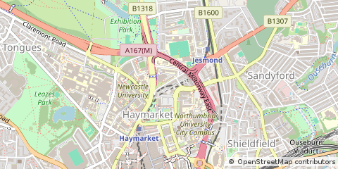 Map of Newcastle Upon Tyne, Tyne and Wear