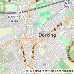 Map of Dorking, Surrey