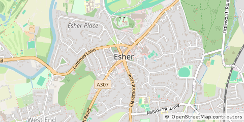Map of Esher, Surrey
