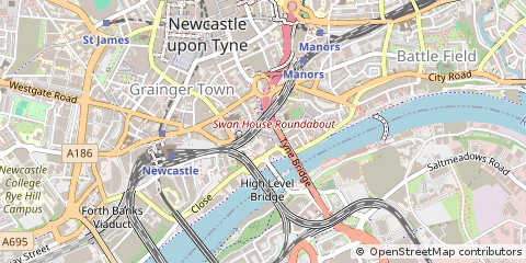 Map of Newcastle Upon Tyne, Tyne and Wear
