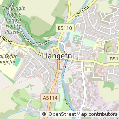 Map of Llangefni, Gwynedd