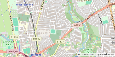 Map of Jesmond, Tyne and Wear