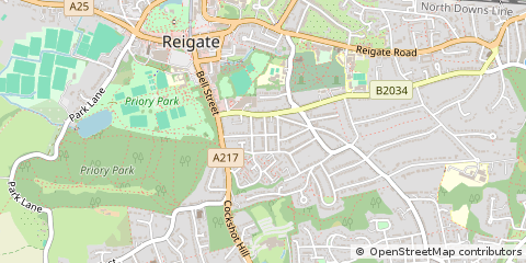 Map of Reigate, Surrey