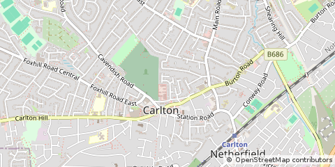Map of Carlton, Nottingham
